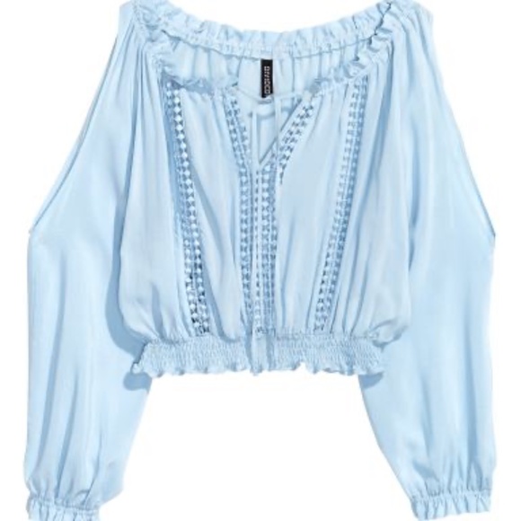 H&M Blue Shoulder Cutout Cropped Top - Picture 1 of 9